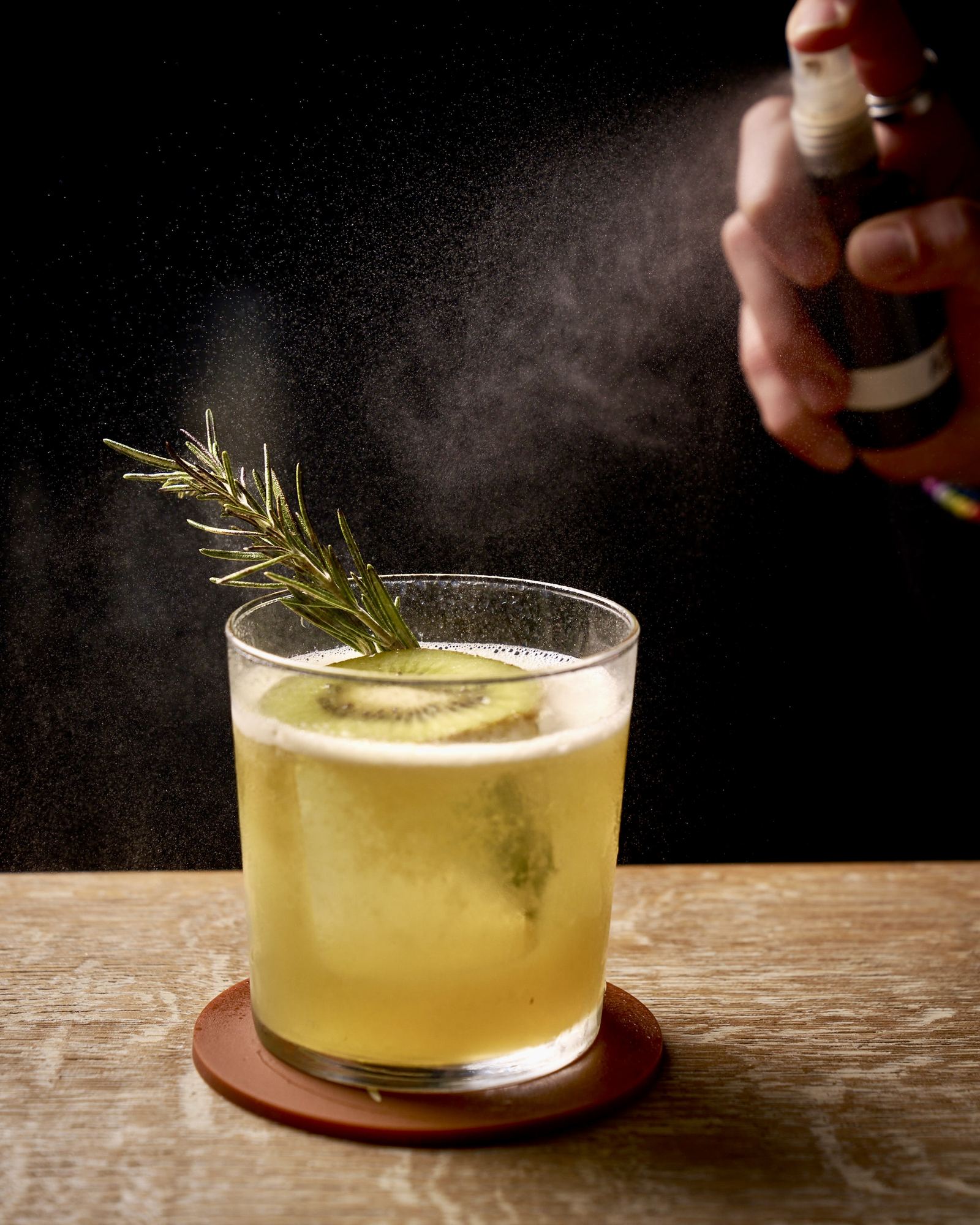 Cocktail served over the bar at Hotel Indigo