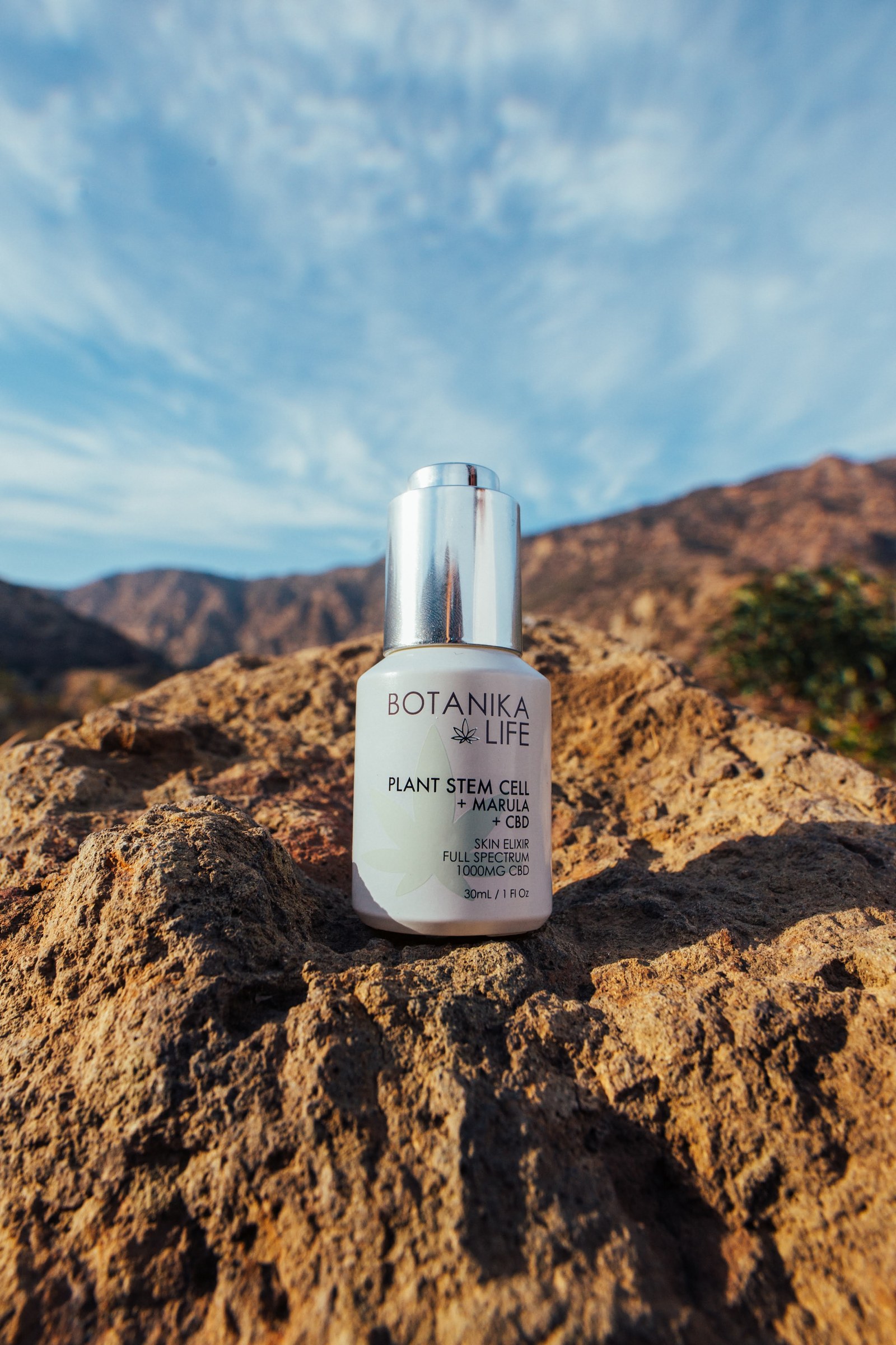 Botanika Life serum bottle photographed close